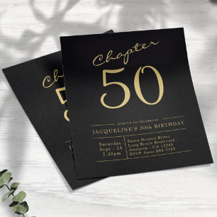 Flyer Orçamento Dourado Preto 50º Convite de Aniversário