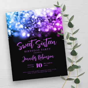 Flyer Orçamento Elegante Blue Spark Sweet 16 Convite