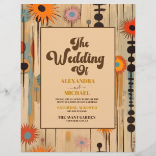 Flyer Orçamento Elegante Casamento Floral Meio do Século