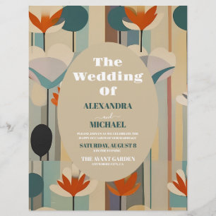 Flyer Orçamento Elegante Floral Casamento Meados do Sécu