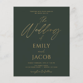 Flyer Orçamento Emerald Green Dourado Wedding Modern