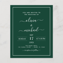Flyer Orçamento Emerald Green Wedding Modern Typografia 