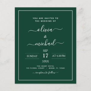 Flyer Orçamento Emerald Green Wedding Modern Typografia 