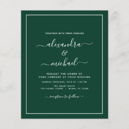 Flyer Orçamento Emerald Green Wedding Modern Typografia 