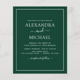 Flyer Orçamento Emerald Green Wedding Modern Typografia 
