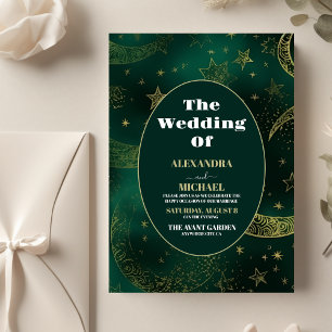 Flyer Orçamento Esmeralda Verde Dourado Casamento Celest