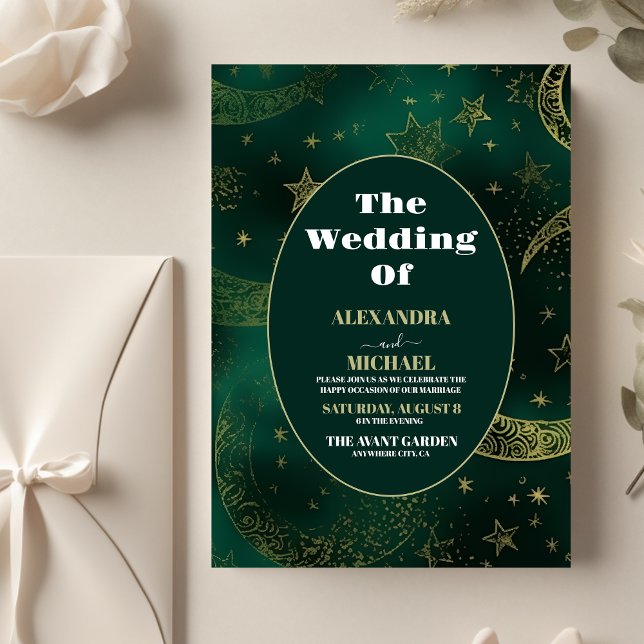 Flyer Orçamento Esmeralda Verde Dourado Casamento Celest (Criador carregado)