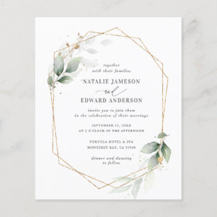 Flyer orçamento Eucalipto ouro casamento elegante