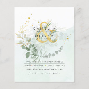 Flyer ORÇAMENTO Eucalipto Verde Oliva Dourado Casamento