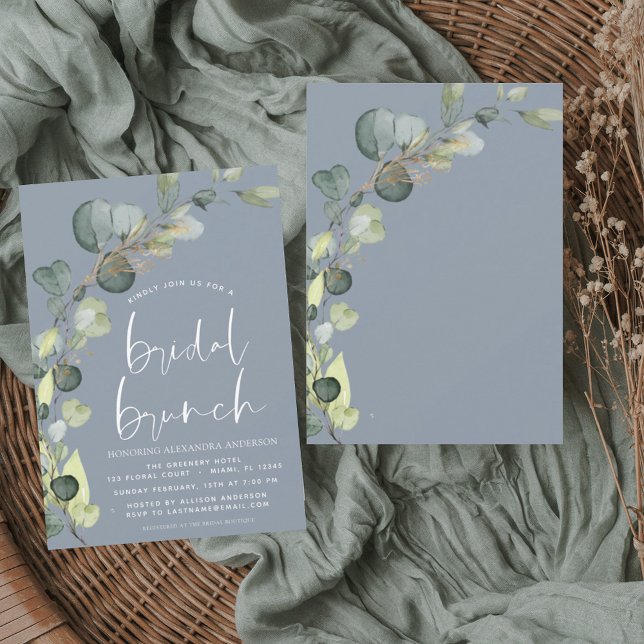 Flyer Orçamento Eucalyptus Dusty Blue Bridal Brunch (Criador carregado)