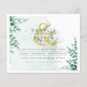 Flyer ORÇAMENTO Eucalyptus Greenery Dourado Casamento CÓ