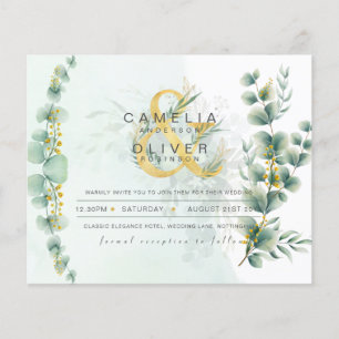 Flyer ORÇAMENTO Eucalyptus Greenery Dourado Casamento CÓ