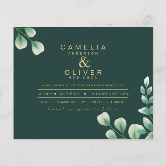 Flyer ORÇAMENTO Eucalyptus Greenery Dourado Casamento CÓ (Frente)