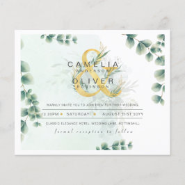 Flyer ORÇAMENTO Eucalyptus Greenery Dourado Casamento CÓ