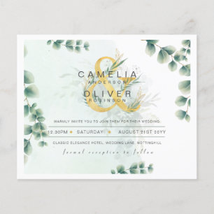 Flyer ORÇAMENTO Eucalyptus Greenery Dourado Casamento CÓ