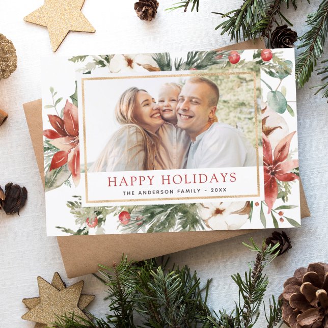 Flyer Orçamento Feliz Feriados Natal Foto verde (Criador carregado)