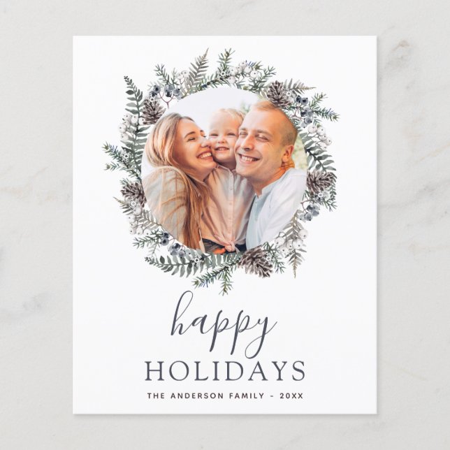 Flyer Orçamento Feliz Férias Natal Dusty Foto Azul (Frente)