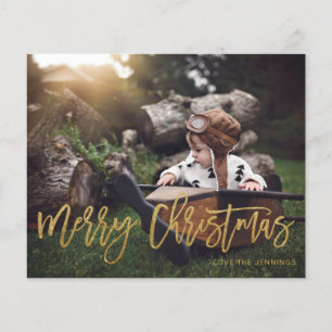 Flyer Orçamento Feliz Natal Dourado Brilho Rótulo Foto