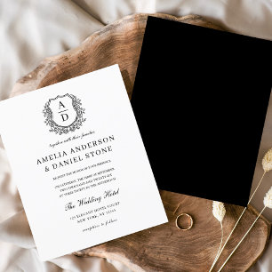 Flyer Orçamento Floral Crest Monograma Casamento Elegant