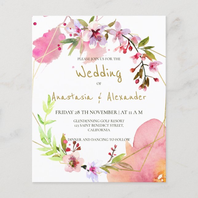 Flyer Orçamento/Floral & Greenery/Convite De Casamento.  (Frente)