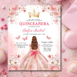 Flyer Orçamento Floral Rosa Bilingue Espanhol Quinceaner