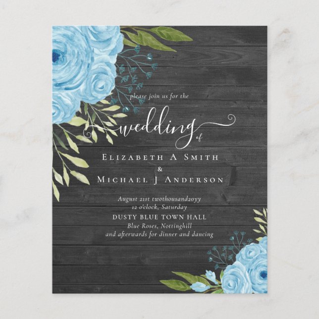 Flyer Orçamento Flores Azuis Sujas Limão Casamento (Frente)