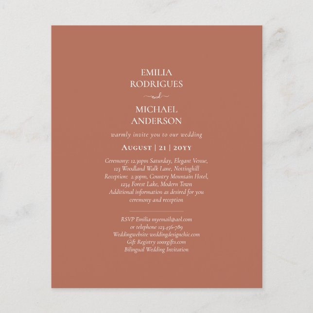 Flyer ORÇAMENTO Foto Casamento Terracota Monocromático (Frente)