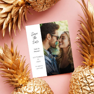 Flyer Orçamento Foto e Lado Moderno Salvar Data - Branco