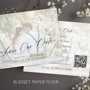 Flyer Orçamento foto QR CODE elegante casamento economiz