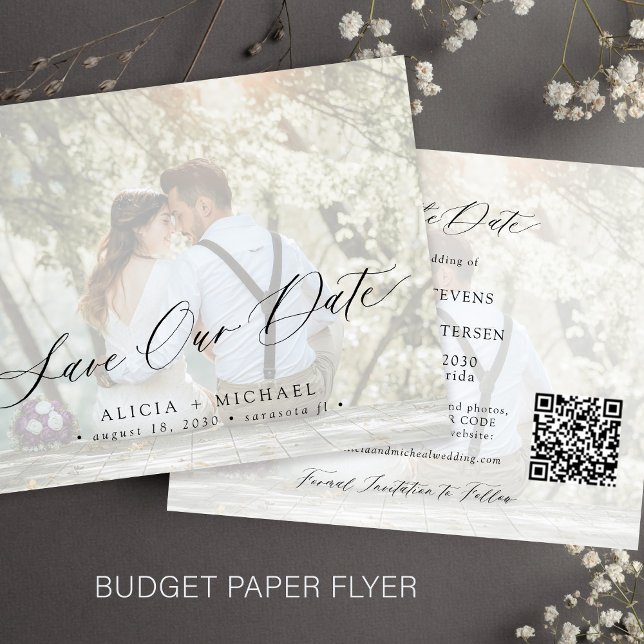 Flyer Orçamento foto QR CODE elegante casamento economiz (Criador carregado)
