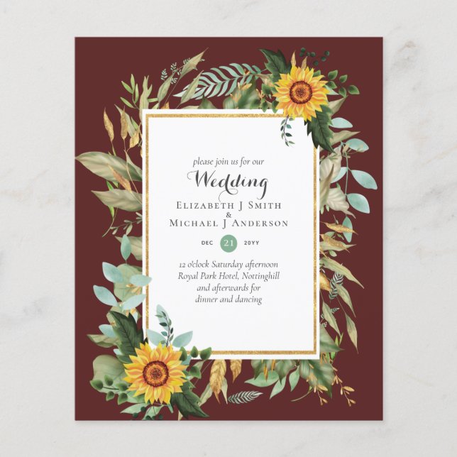 Flyer ORÇAMENTO Girassóis Eucalipto Vegetação Casamento (Frente)