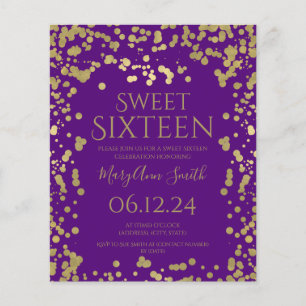 Flyer Orçamento Gold Foil Confetti Sweet 16º Convite Rox