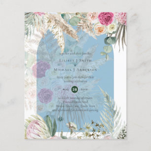 Flyer ORÇAMENTO Grama de Pampas Floral Rosa Azul para Ca
