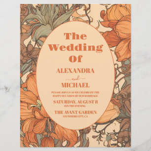 Flyer Orçamento Laranja Queimada Floral Casamento Art No