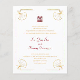 Flyer Orçamento Mínimo Casamento Chinês Dupla Felicidade