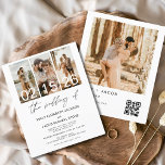 Flyer Orçamento O Casamento da Foto Código QR Convite<br><div class="desc">O Casamento do Código QR Elegante Moderno,  Quatro (4) Colagem de Fotos e Grande Convite Minimalista de Casamento de Data. Os cartões de convite para o casamento contêm uma tipografia moderna que é elegante,  simples e moderna para usar depois de você celebrar o dia de casamento simples e minimalista.</div>