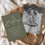Flyer Orçamento O Casamento de Sage Green Photo Elegant<br><div class="desc">Orçamento O Casamento de Primavera de Casamento Verde e Negro e Branco ou Convites de Casamento de Verão - inclui uma bela e elegante tipografia de roteiro com uma moderna cor simples e clássica para a celebração especial do Dia do Casamento.</div>