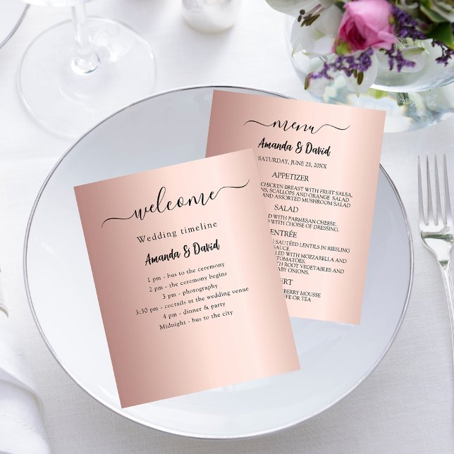 Flyer Orçamento ouro rosa do Programa de Casamento (Criador carregado)