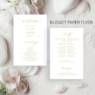 Flyer Orçamento ouro tipografia programa de casamento si