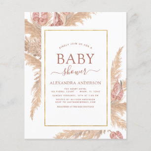 Flyer Orçamento Pampas Grass Bohemian Boho Chá de fral