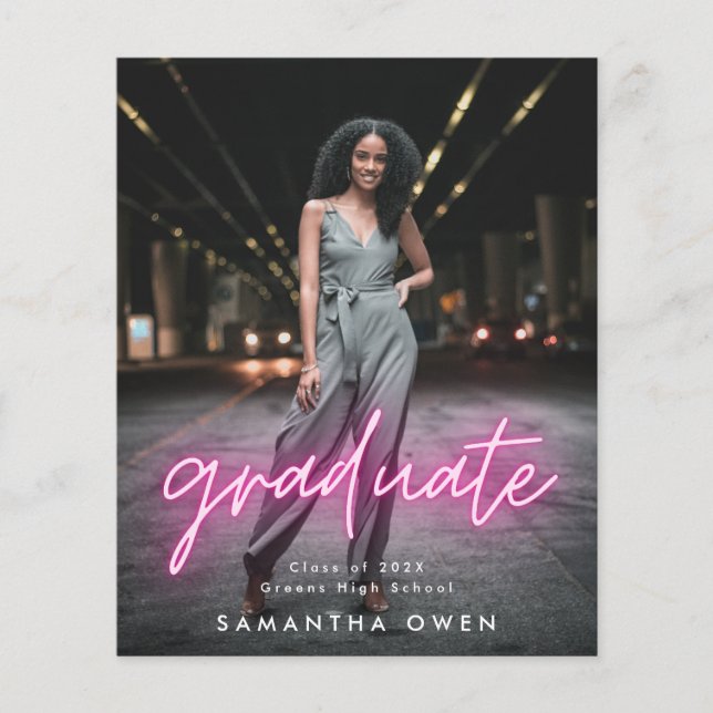 Flyer Orçamento Personalizável Foto de Formatura Neon Ro (Frente)