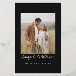 Flyer Orçamento Preto Branco Simples Salvar a Data Convi