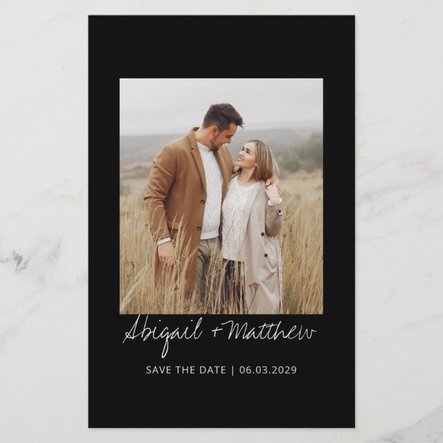 Flyer Orçamento Preto Branco Simples Salvar a Data Convi (Frente)