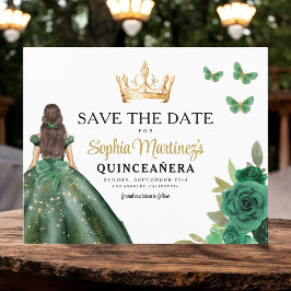 Flyer Orçamento Princesa Verde Quinceañera Salvar Data