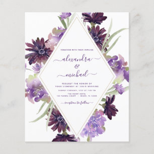 Flyer Orçamento Púrpura Casamento Floral Verde