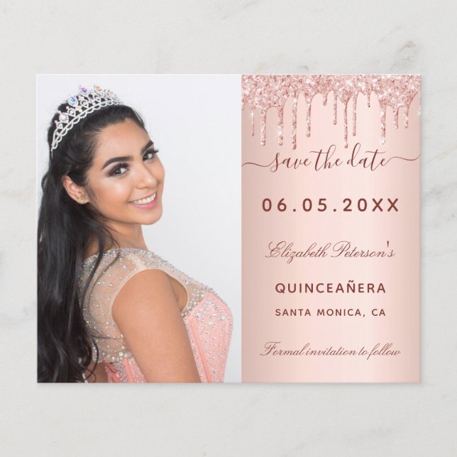 Flyer Orçamento QR de rosa de Quinceanera para Fotos Sal (Frente)