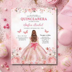 Flyer Orçamento Quinceañera Blush Rosa Rosa Rosa Floral