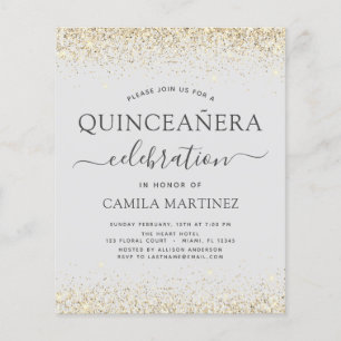 Flyer Orçamento Quinceanera Dourado Convites à Literat