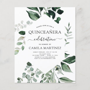 Flyer Orçamento Quinceanera Primavera Verde Botânico