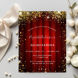 Flyer Orçamento Quinceanera Red Gold Teatro